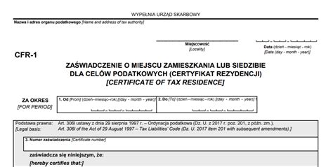 Tax residency certificate in Poland 2025 - balustradellc