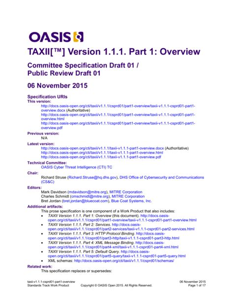 TAXII Version 1.1.1. Part 1: Overview - OASIS