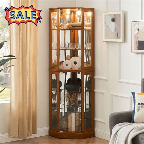 Tcbosik Curio Cabinet with Lights, Display Cabinet with Adjustable ... - balustradellc