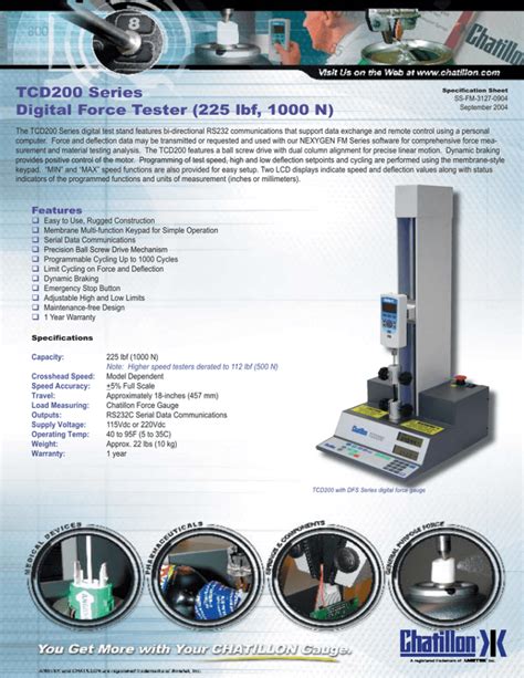 TCD200 SERIES Digital Test Stand with Serial Communications