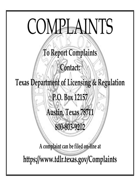 TDLR Complaints City of San Antonio