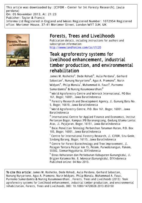 Teak agroforestry systems for livelihood enhancement, industrial timber ... - raincitystudios.com