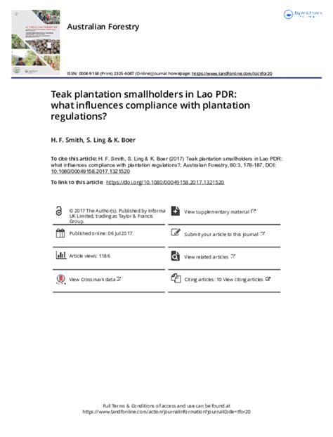 Teak plantation smallholders in Lao PDR: what influences compliance ... - raincitystudios.com
