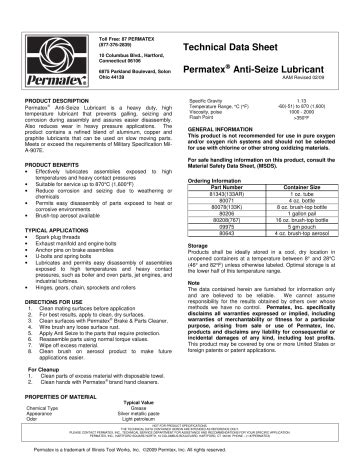 TECHNICAL DATA SHEET ANTI-SEIZE & LUBRICATING …