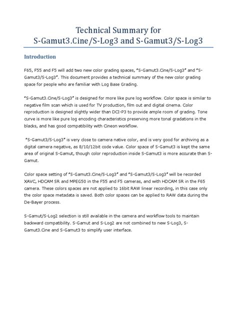 Technical Summary for S-Gamut3.Cine/S-Log3 and S-Gamut3/S-Log3 - balustradellc