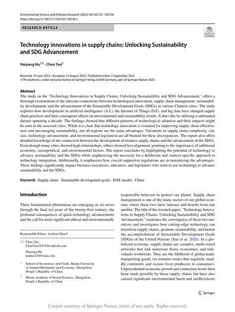 Technology innovations in supply chains: Unlocking ... - Springer - balustradellc
