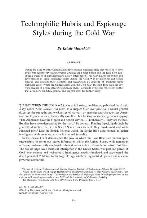 Technophilic Hubris and Espionage Styles during the Cold War - balustradellc