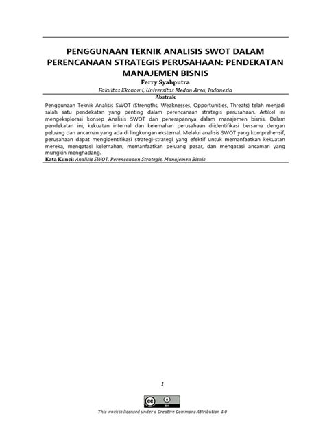 Teknik Analisis SWOT dalam Perencanaan | PDF - balustradellc