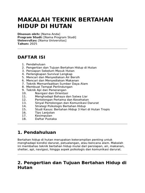 Teknik Bertahan Hidup Di Hutan | PDF - Scribd - balustradellc