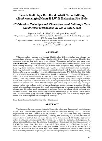 Teknik Budi Daya Dan Karakteristik Talas Belitung Xanthosoma ... - IPB - balustradellc