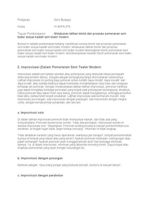 Teknik Improvisasi dalam Teater Modern | PDF - Scribd - muktibox.com