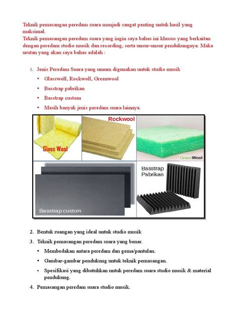 Teknik Pemasangan Peredam Suara Studio | PDF - balustradellc