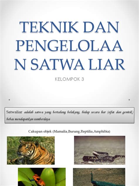 Teknik Pengelolaan Satwa Liar - IPB - balustradellc