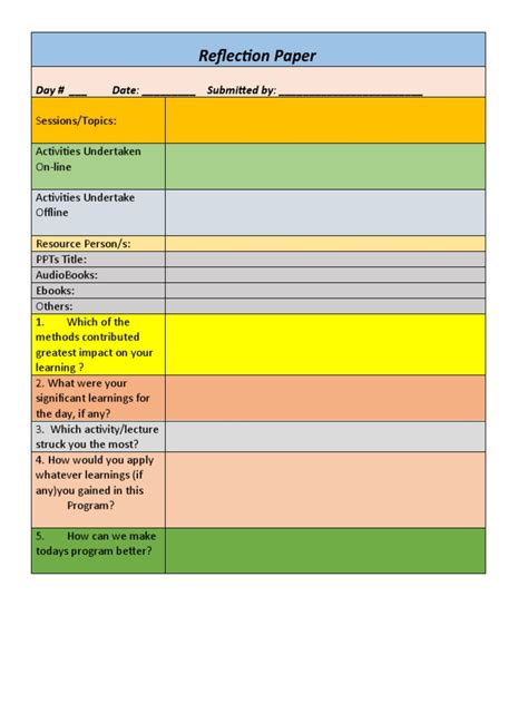 TEMPLATE Reflection Paper Guide PDF