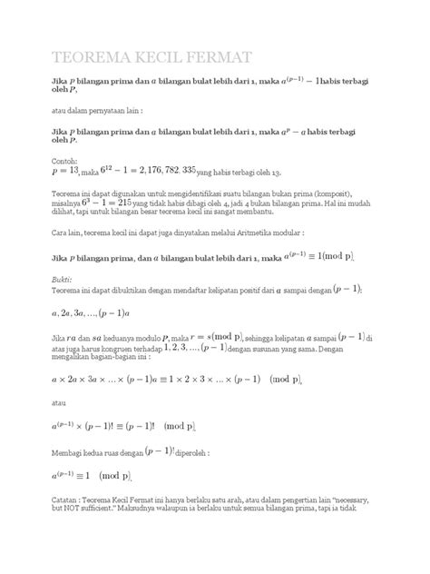 Teorema Kecil Fermat dan Aplikasinya | PDF - Scribd - wintechmobiles.com