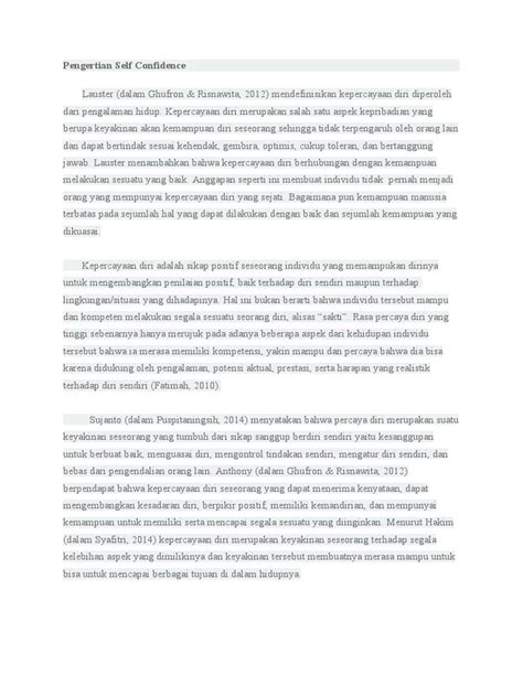 Teori Kepercayaan Diri (Self-Confidence) – Faktor - balustradellc