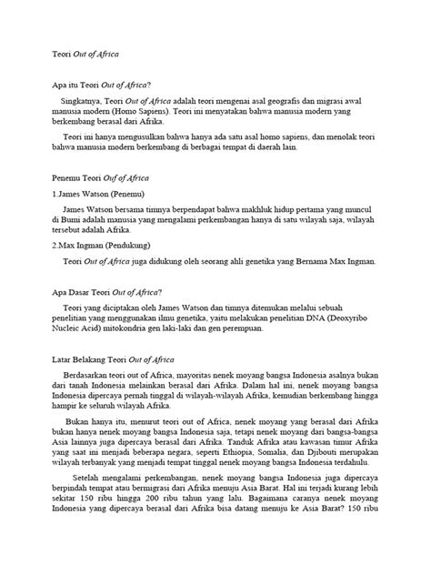 Teori Out of Africa, Asal-usul Manusia Modern - wintechmobiles.com