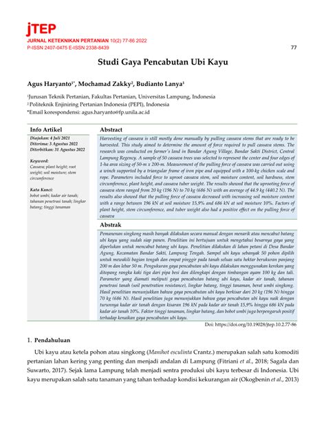 TEP Studi Gaya Pencabutan Ubi - IPB - balustradellc