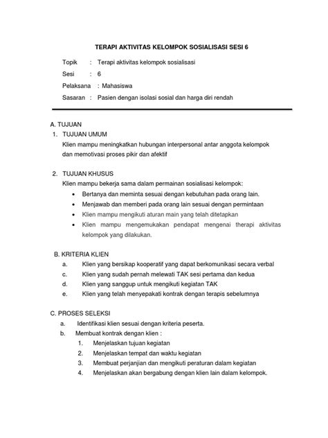 TERAPI AKTIVITAS KELOMPOK SOSIALISASI (TAK) SESSI 6 MENINGKATKAN ... - balustradellc