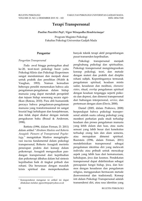 Terapi Transpersonal - Universitas Gadjah Mada - balustradellc