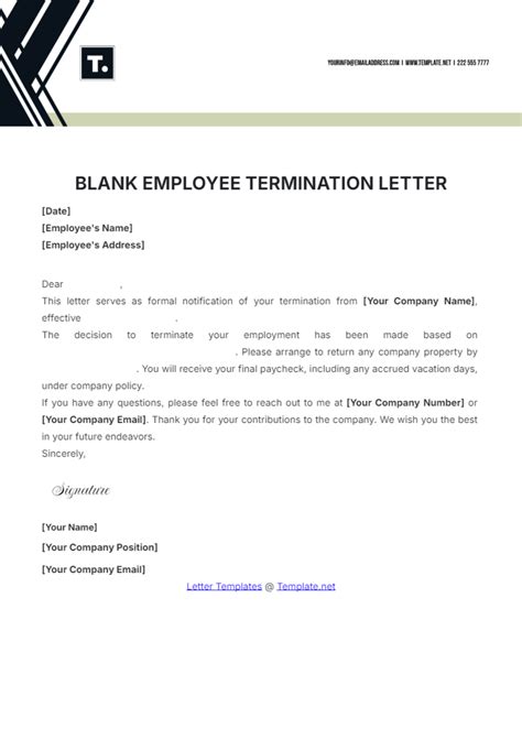 Termination Of Employment Template - for Kids, School & Work - balustradellc