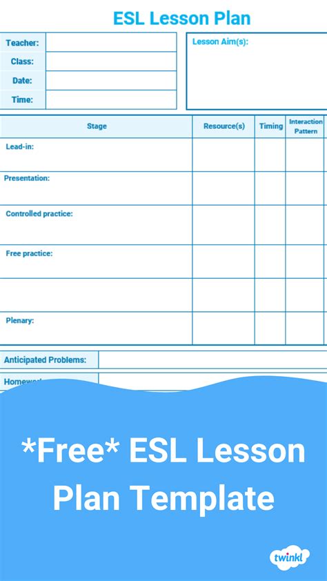 TESOL ESL lesson plan template