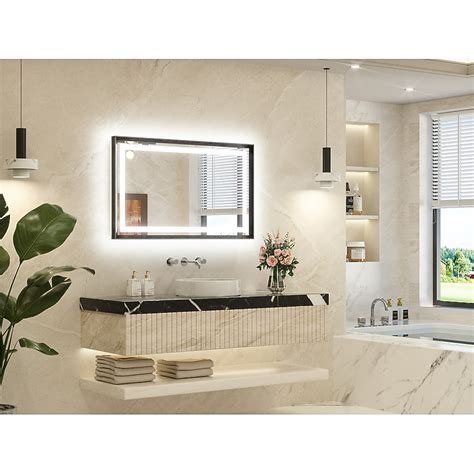 TETOTE 40x24 LED Bathroom Mirror with Lights Black Metal Framed ... - balustradellc