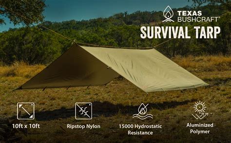 Texas Bushcraft Survival Tarp Waterproof 10x10 70D … - balustradellc