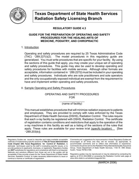 Texas Department of State Health Services Radiation Safety Licensing … - balustradellc