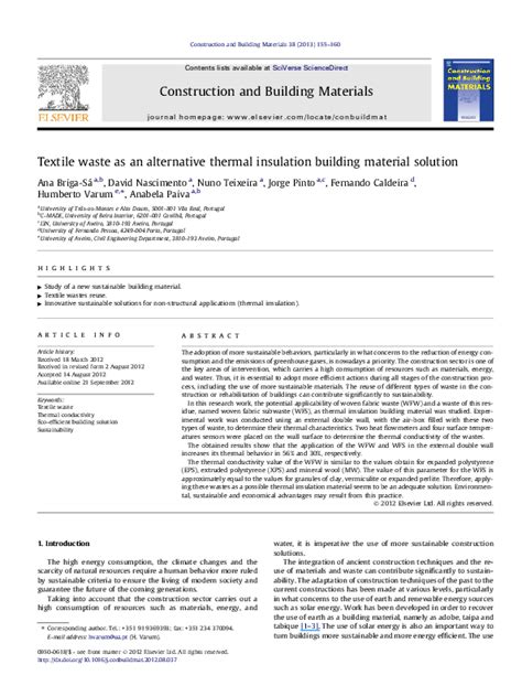 Textile waste as an alternative thermal insulation building material ... - raincitystudios.com