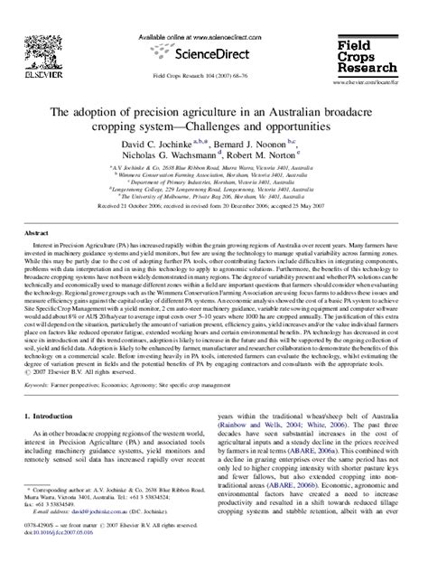 The adoption of precision agriculture in an Australian broadacre ... - balustradellc