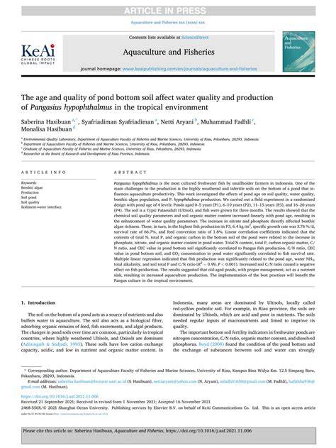 The age and quality of pond bottom soil affect water quality and ... - raincitystudios.com