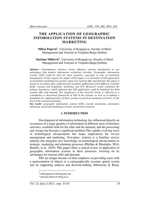 THE APPLICATION OF GEOGRAPHIC INFORMATION SYSTEMS IN DESTINATION MARKETING - wintechmobiles.com