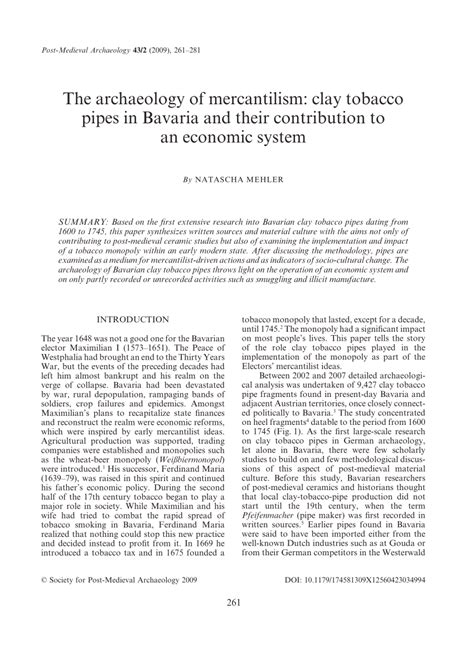 The archaeology of mercantilism: clay tobacco pipes in Bavaria and ... - wintechmobiles.com
