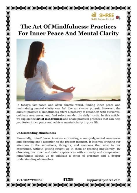 The Art of Mindfulness: How to Cultivate Inner Peace in a Busy World - balustradellc