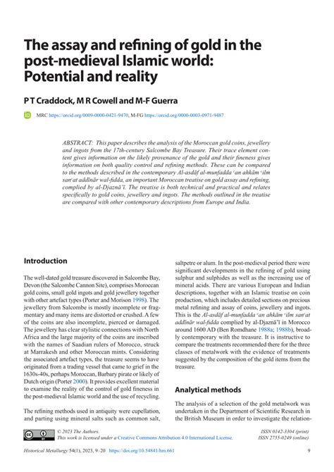 The assay and refining of gold in the post medieval … - balustradellc