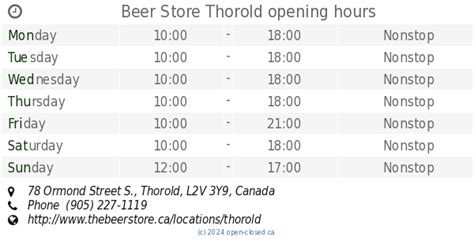 THE BEER STORE Thorold, ON opening hours FindOpen CA