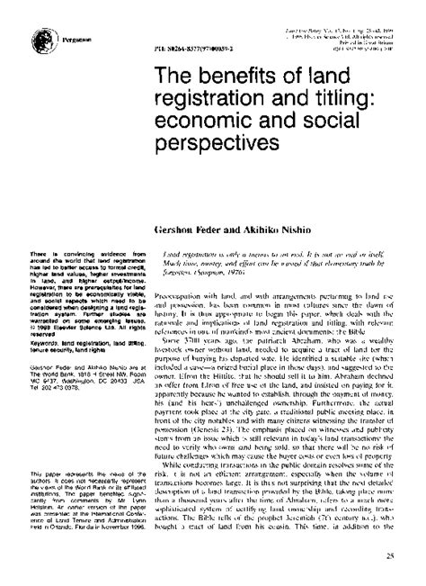 The benefits of land registration and titling: Economic and social ... - balustradellc