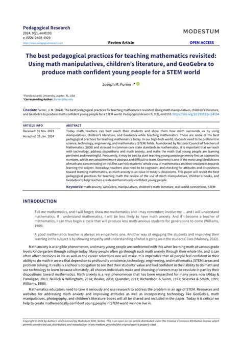 The best pedagogical practices for teaching mathematics revisited ... - wintechmobiles.com