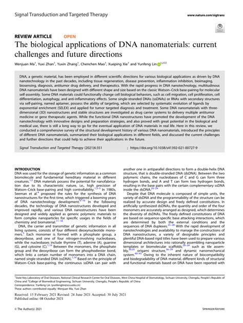The biological applications of DNA nanomaterials: current ... - Nature - wintechmobiles.com