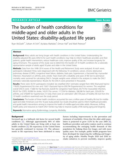 The burden of health conditions for middle-aged and older ... - Springer - balustradellc
