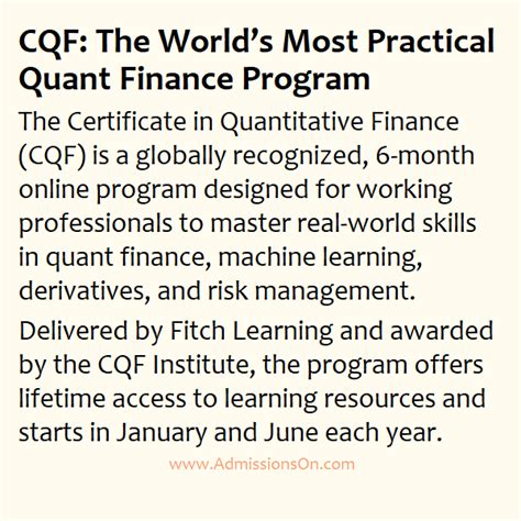 The Certificate in Quantitative Finance | CQF … - balustradellc