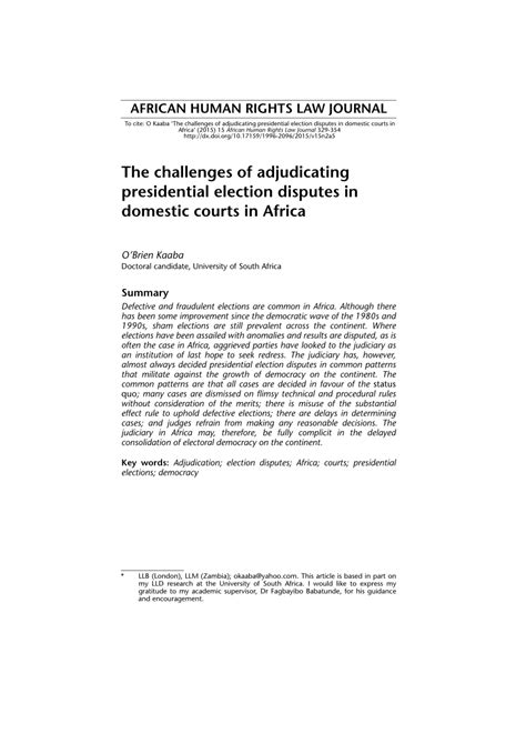 The challenges of adjudicating presidential election disputes in ... - balustradellc