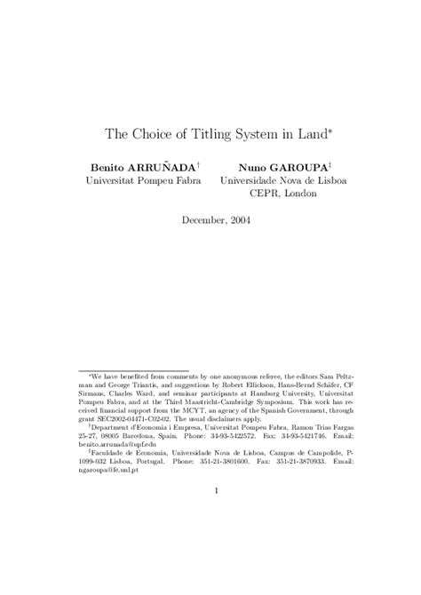 THE CHOICE OF TITLING SYSTEM IN LAND - JSTOR - balustradellc