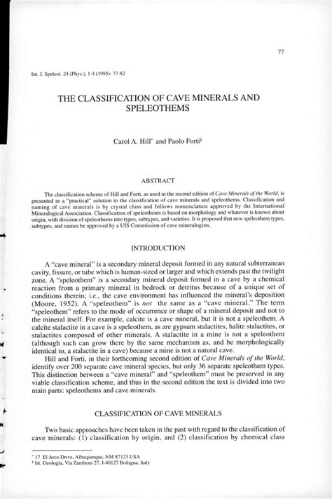 The classification of cave minerals and speleothems - ResearchGate - wintechmobiles.com