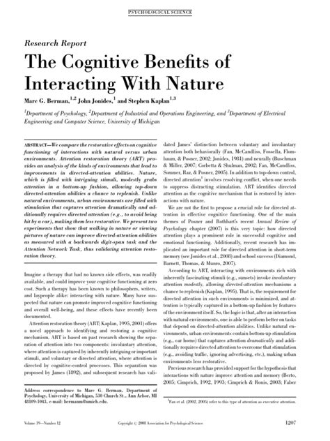 The Cognitive Benefits of Interacting With Nature - balustradellc