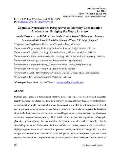 The cognitive neuroscience of memory: perspectives from ... - JSTOR - muktibox.com