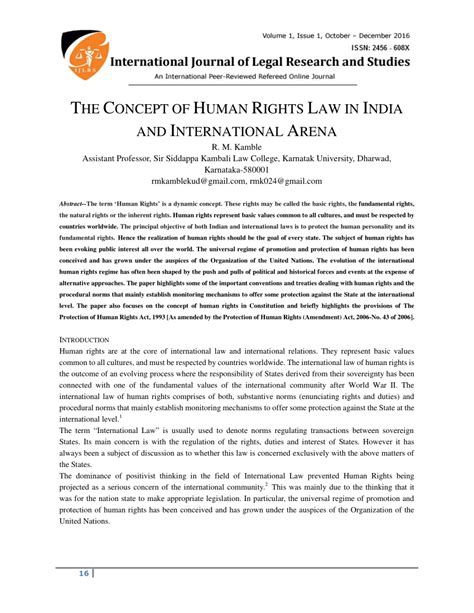 THE CONCEPT OF HUMAN RIGHTS LAW IN INDIA AND