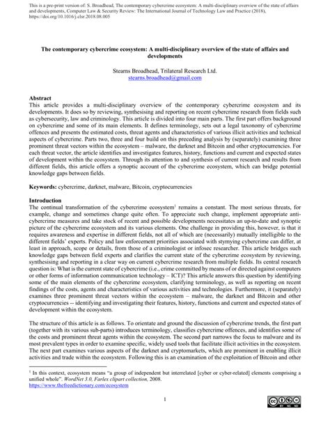 The contemporary cybercrime ecosystem: A multi-disciplinary overview … - balustradellc