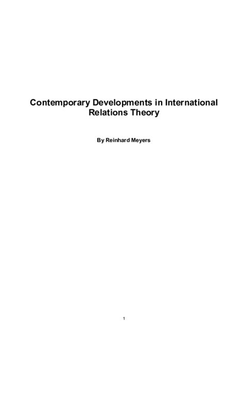 The Contemporary Debate in International Relations Theory and - balustradellc